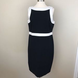 Talbots black&white sleeveless knit dress size 16